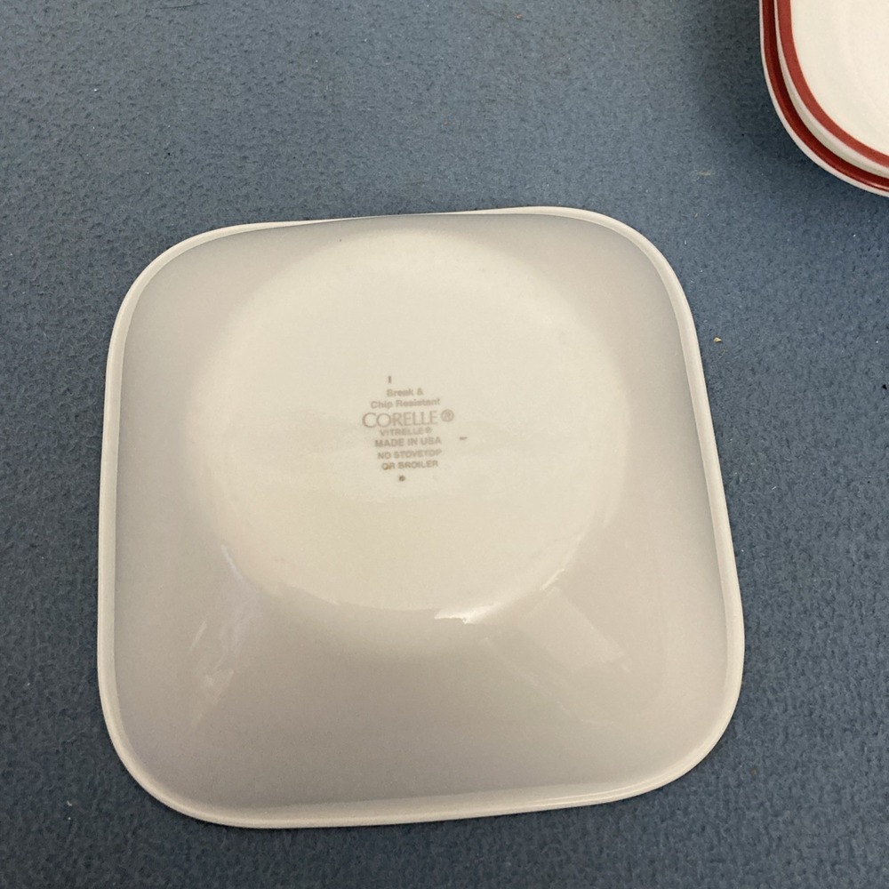 Corelle Coordinates Splendor White w/Red Rim Square Soup/Cereal Bowls - Set of 4 - Picture 8 of 13